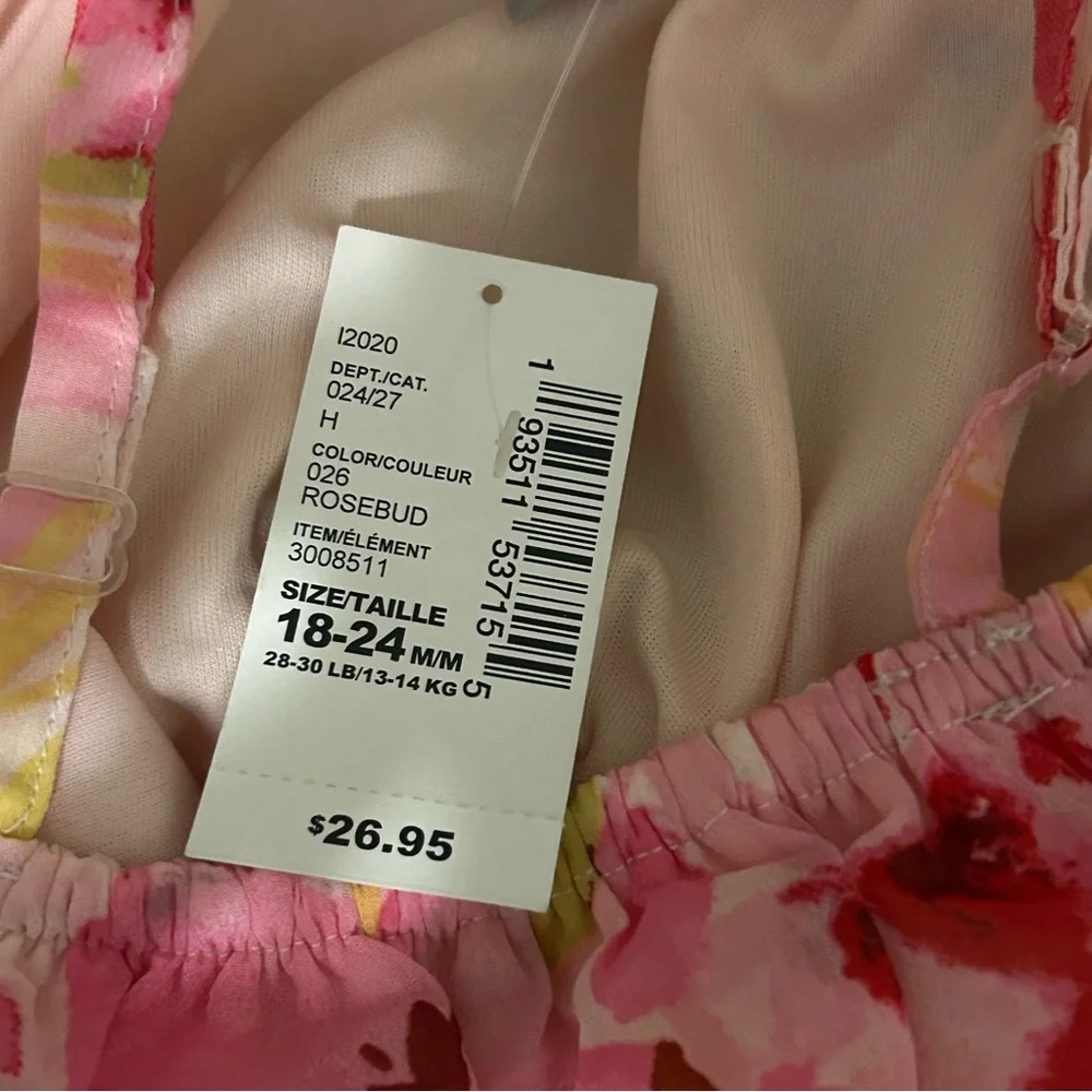 The Children's Place Girls Dress 18-24M Pink Multi Floral Lined Cold Shoulder‎